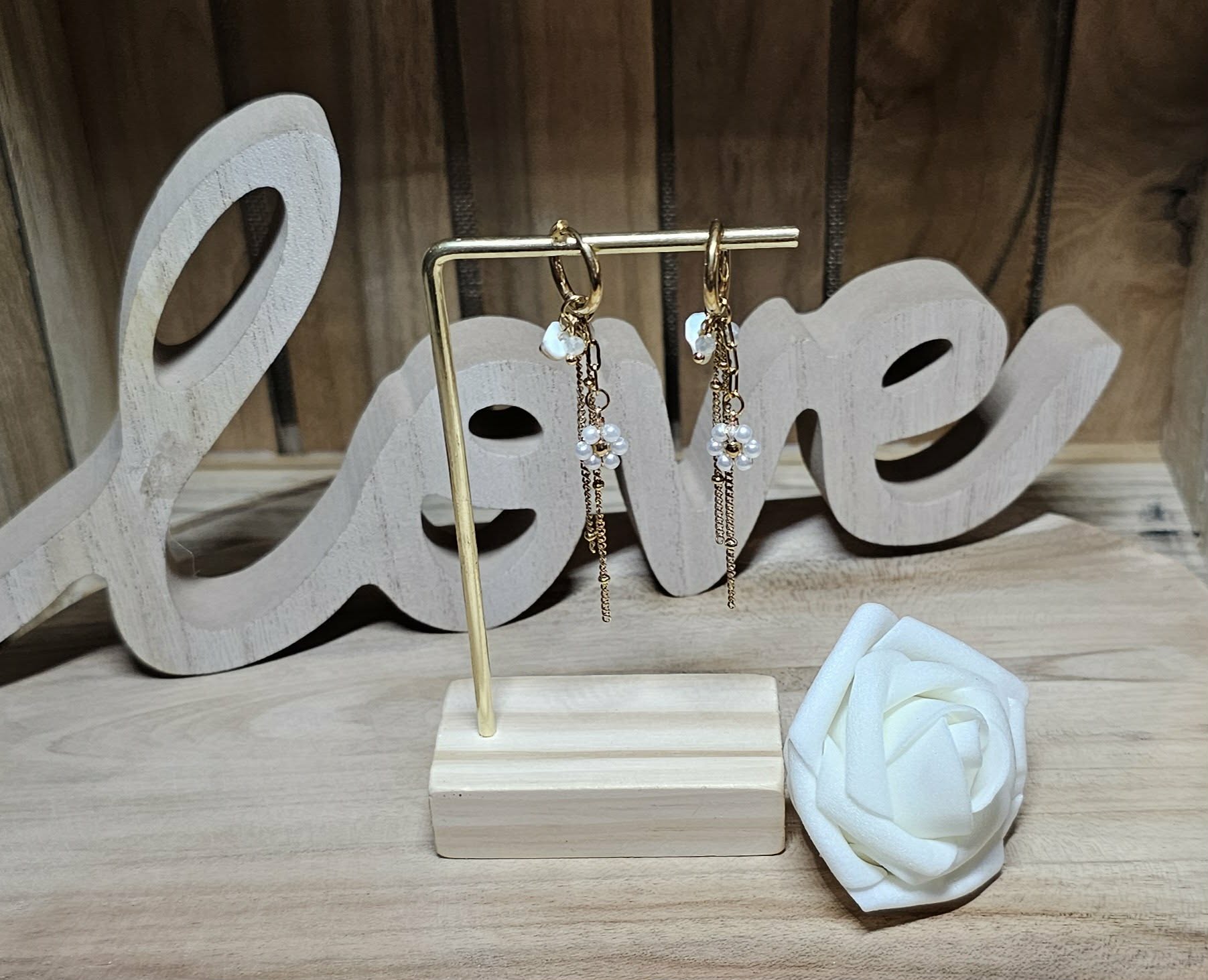 Boucles d'oreilles Fleur blanche