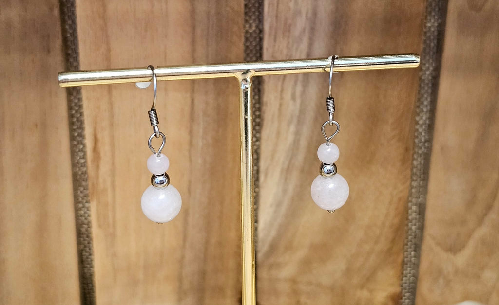 Boucles d’Oreilles Pendantes Douceur - Quartz Rose