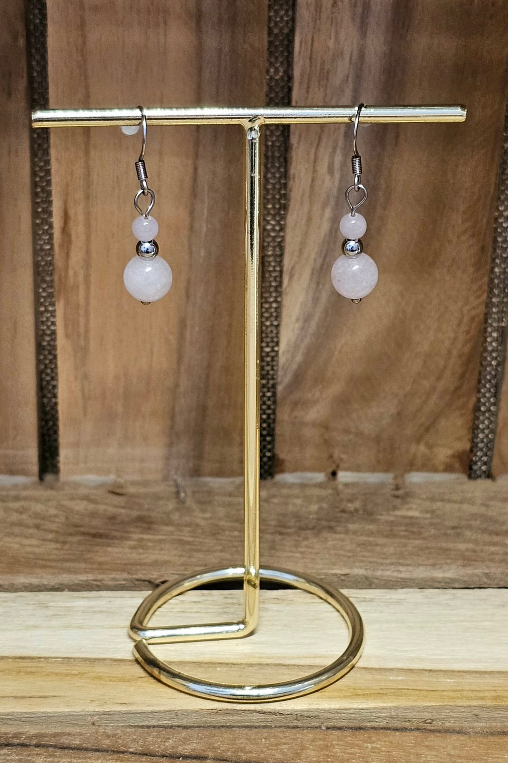 Boucles d’Oreilles Pendantes Douceur - Quartz Rose