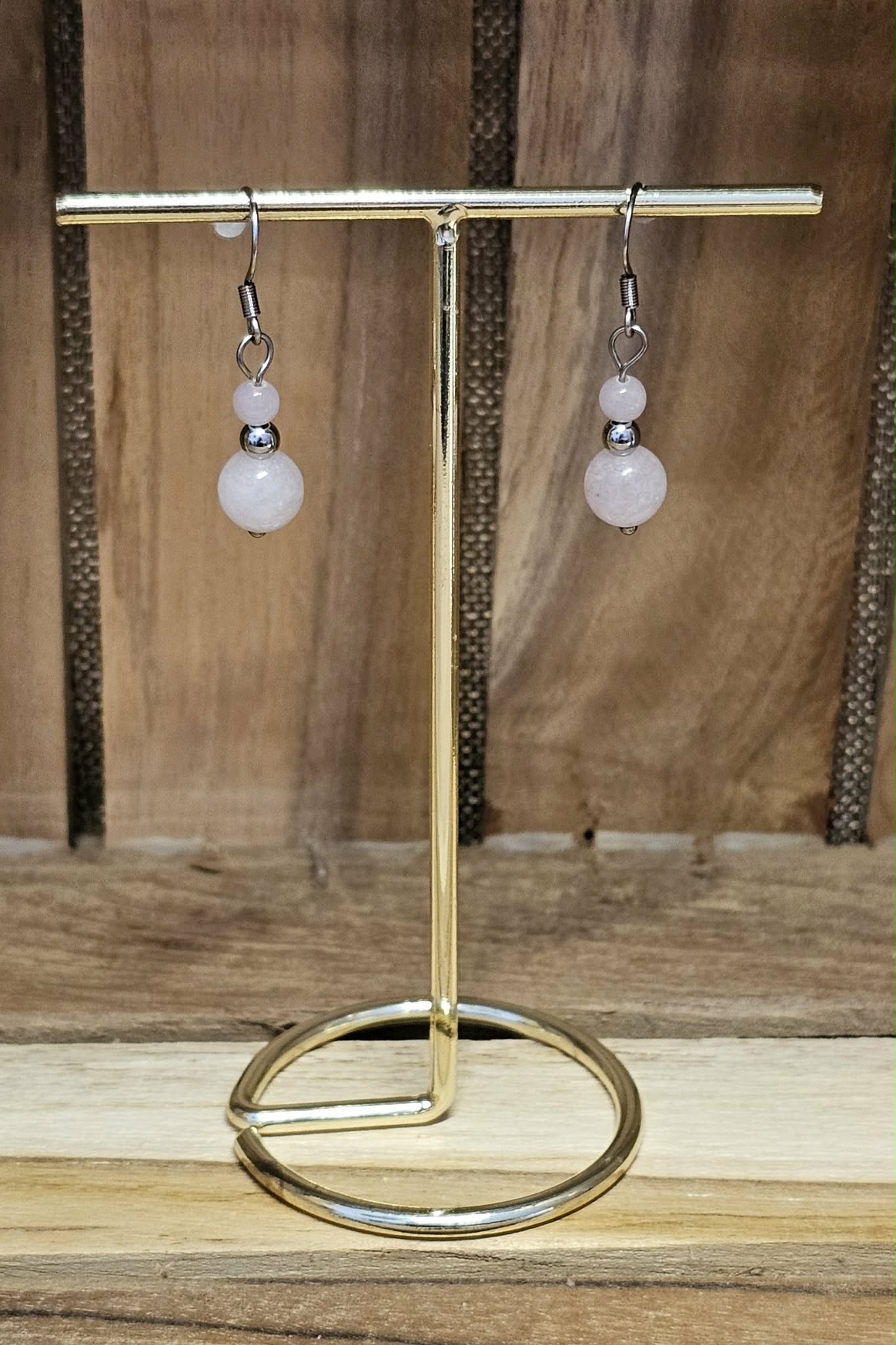 Boucles d’Oreilles Pendantes Douceur - Quartz Rose