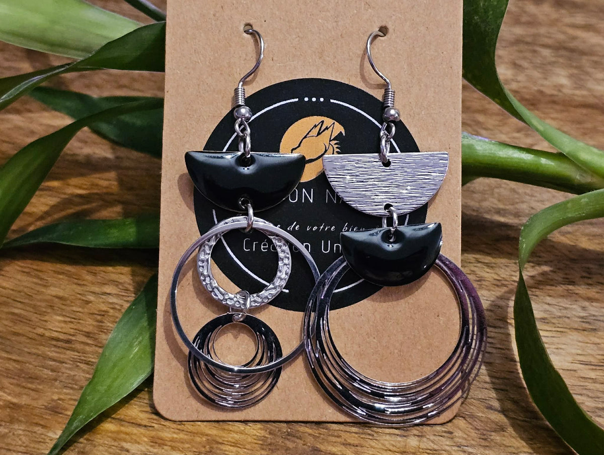 Boucles d'oreilles OBSIDIENNE & SILENCE