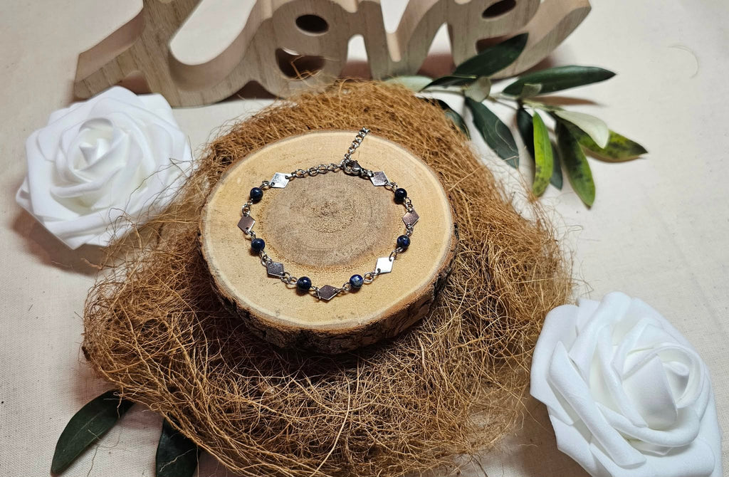 Bracelet Eveil Nomade – Lapis-lazuli & Losanges